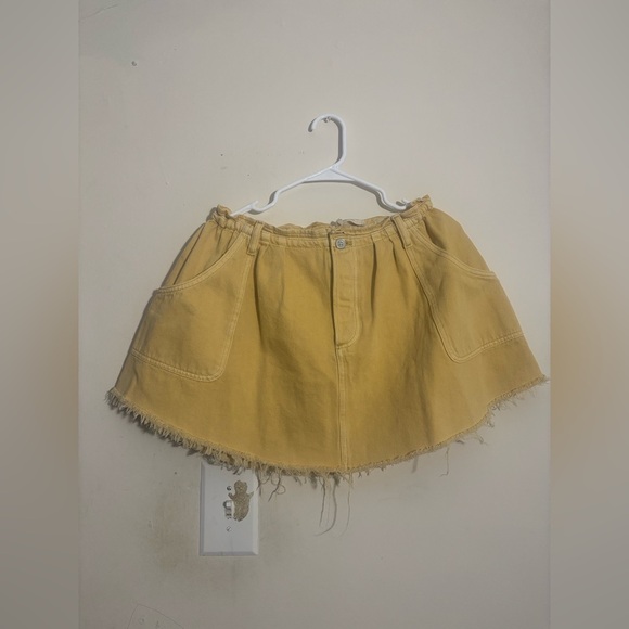 Pilcro Dresses & Skirts - Anthropologie Pilcro Denim Yellow Beige High-Waisted Skirt Size Small